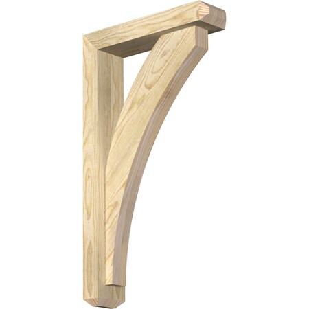 Ekena Millwork Thorton Craftsman Rough Sawn Bracket w/ Offset Brace, Douglas Fir, 4"W x 16"D x 28"H BKT0402X16X28THR04RDF